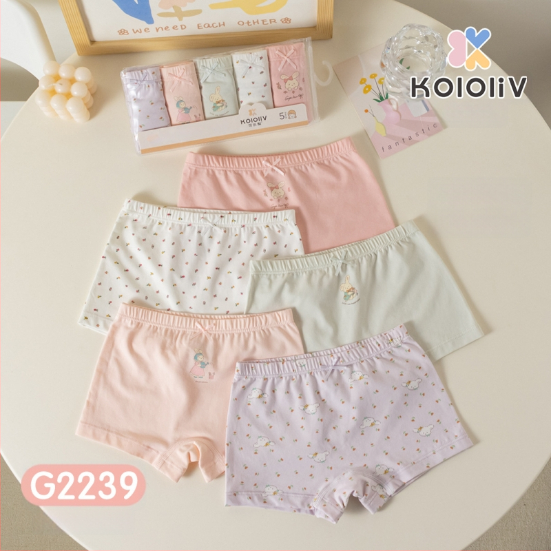 Chiloți boxeri pentru fete, din bumbac, talie medie, 95% bumbac, imprimare cu personaje, pachet de 5 bucăți, pentru copii 3–8 ani.