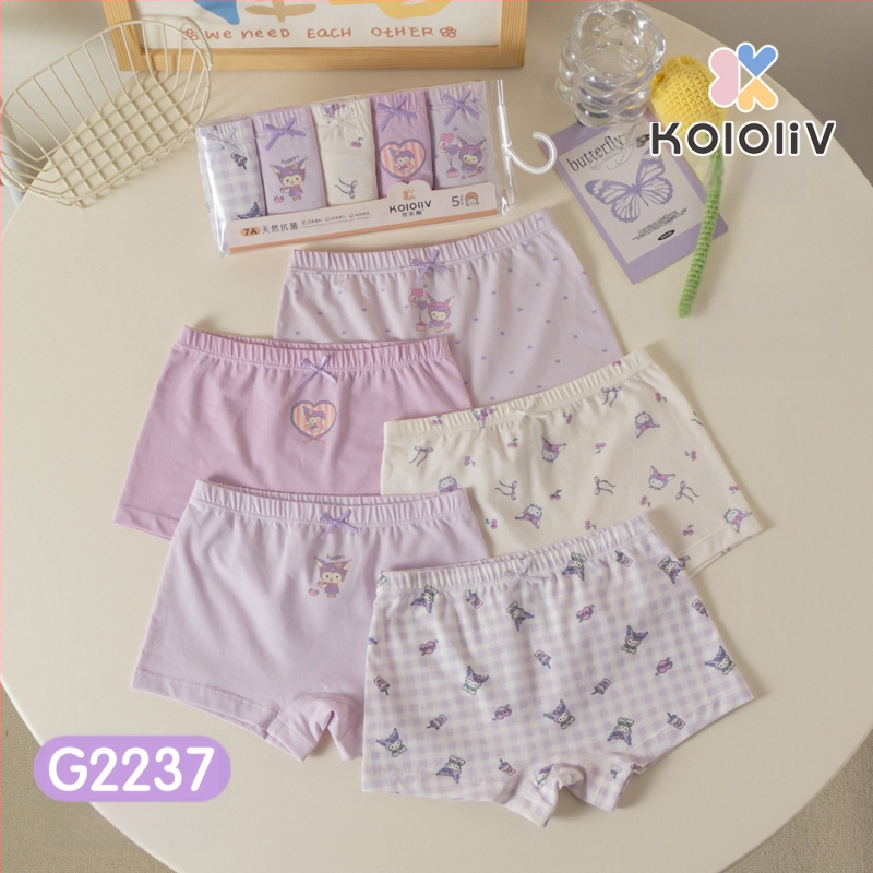 Chiloți boxeri pentru fete, din bumbac, talie medie, 95% bumbac, imprimare cu personaje, pachet de 5 bucăți, pentru copii 3–8 ani.