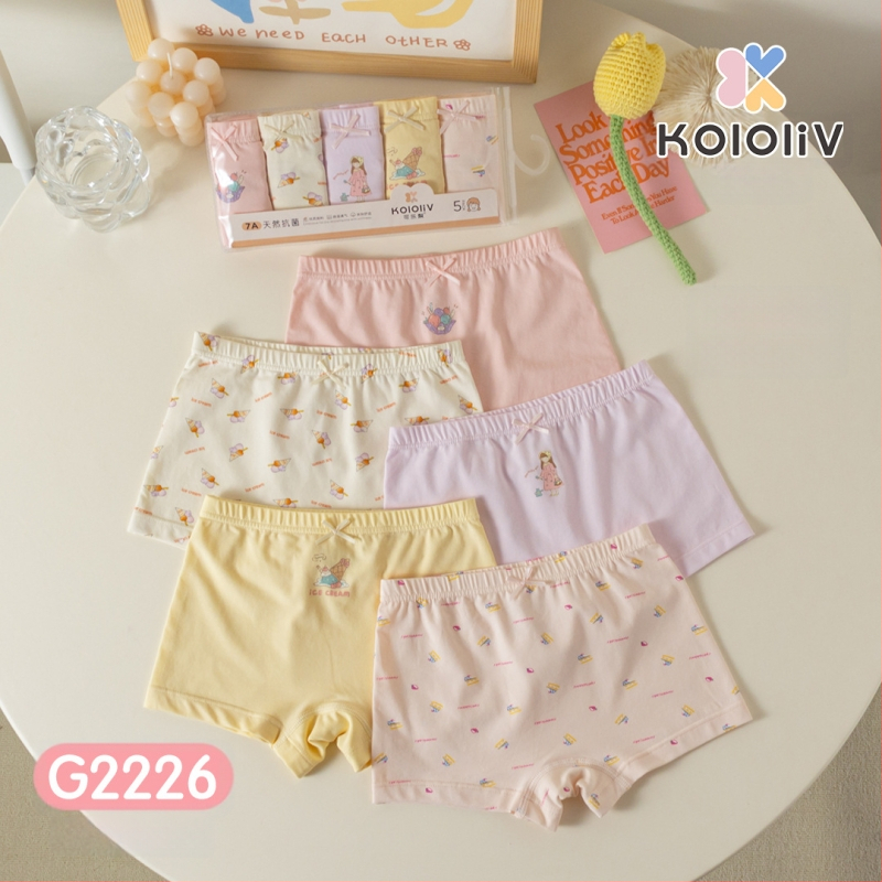 Chiloți boxeri pentru fete, din bumbac, talie medie, 95% bumbac, imprimare cu personaje, pachet de 5 bucăți, pentru copii 3–8 ani.