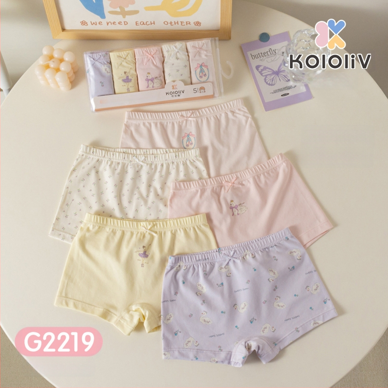 Chiloți boxeri pentru fete, din bumbac, talie medie, 95% bumbac, imprimare cu personaje, pachet de 5 bucăți, pentru copii 3–8 ani.