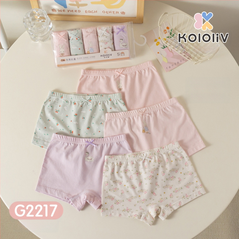 Chiloți boxeri pentru fete, din bumbac, talie medie, 95% bumbac, imprimare cu personaje, pachet de 5 bucăți, pentru copii 3–8 ani.