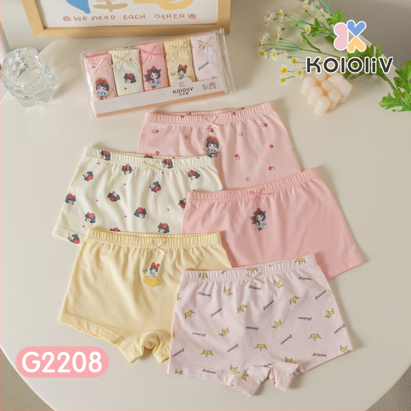 Chiloți boxeri pentru fete, din bumbac, talie medie, 95% bumbac, imprimare cu personaje, pachet de 5 bucăți, pentru copii 3–8 ani.