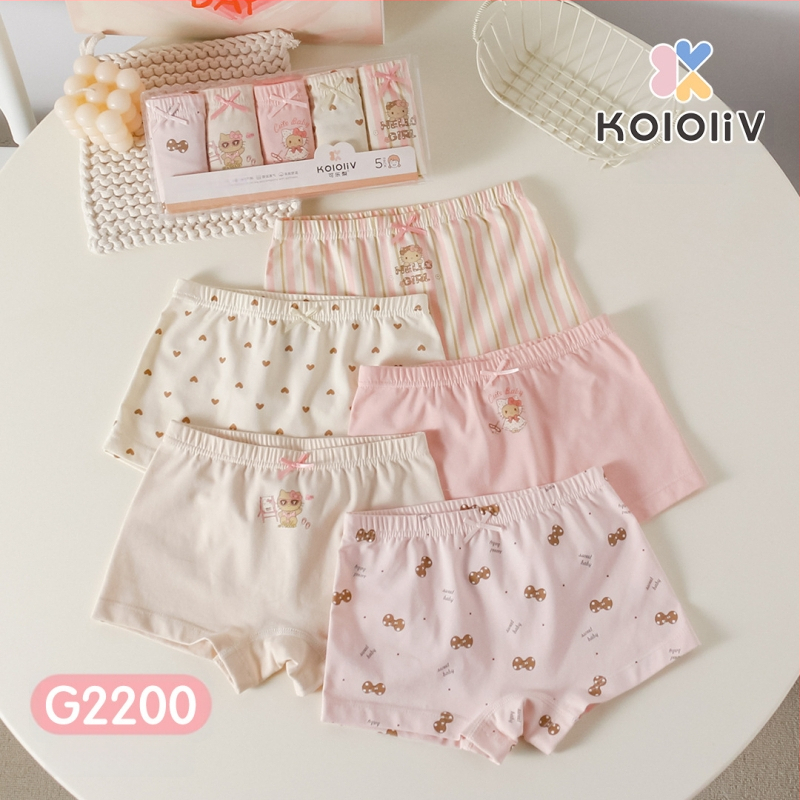 Chiloți boxeri pentru fete, din bumbac, talie medie, 95% bumbac, imprimare cu personaje, pachet de 5 bucăți, pentru copii 3–8 ani.