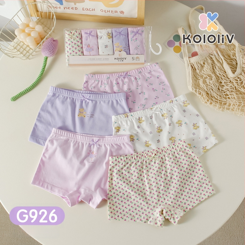 Chiloți boxeri pentru fete, din bumbac, talie medie, 95% bumbac, imprimare cu personaje, pachet de 5 bucăți, pentru copii 3–8 ani.