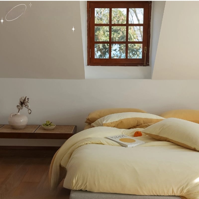 Set de pat 4 piese din bumbac Tianzhu — ultra moale, bumbac pur, vopsire prin reacție, pentru toate sezoanele, stil Muji, 2500–3000 g