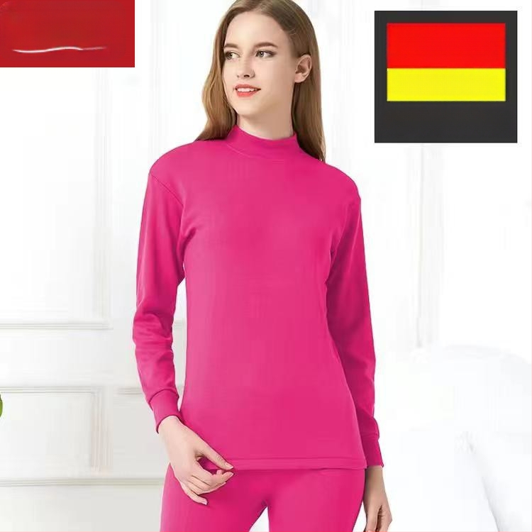 Set de lenjerie termică din bumbac pentru bărbați, top pulover cu mânecă lungă și pantaloni – 100% bumbac, țesătură de greutate medie, guler înalt