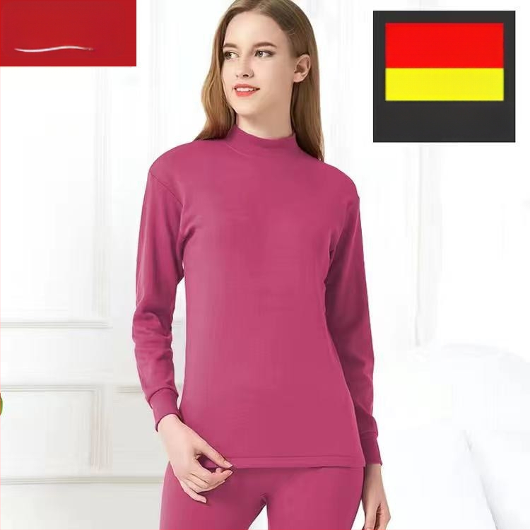 Set de lenjerie termică din bumbac pentru bărbați, top pulover cu mânecă lungă și pantaloni – 100% bumbac, țesătură de greutate medie, guler înalt