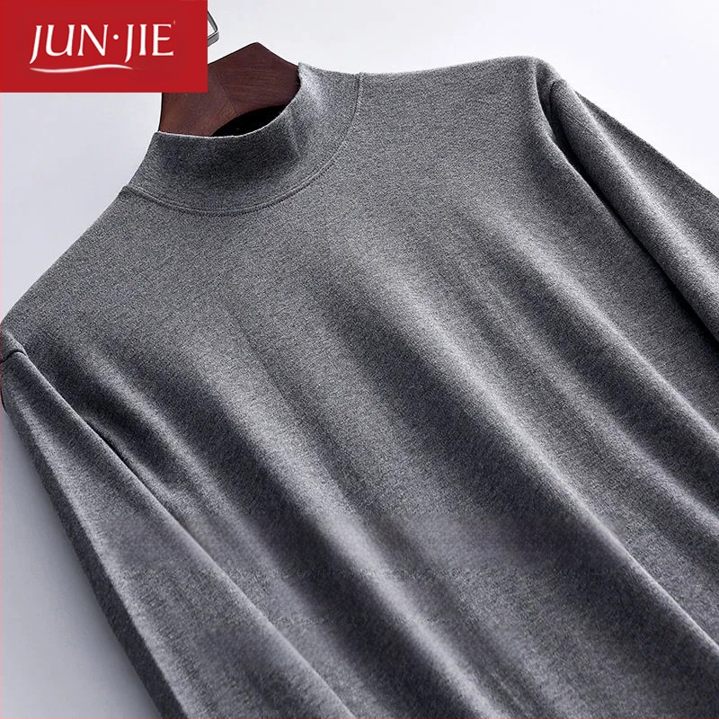 Set de lenjerie termică din bumbac pentru bărbați, top pulover cu mânecă lungă și pantaloni – 100% bumbac, țesătură de greutate medie, guler înalt