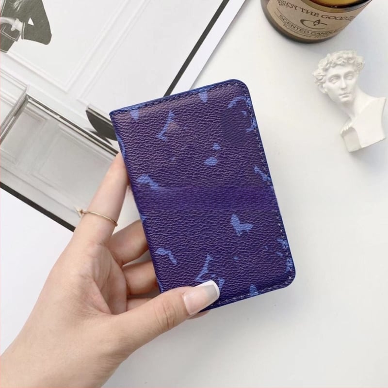 Portofel pentru carduri cu două pliuri, material PU, model în carouri, unisex, stil retro european-american