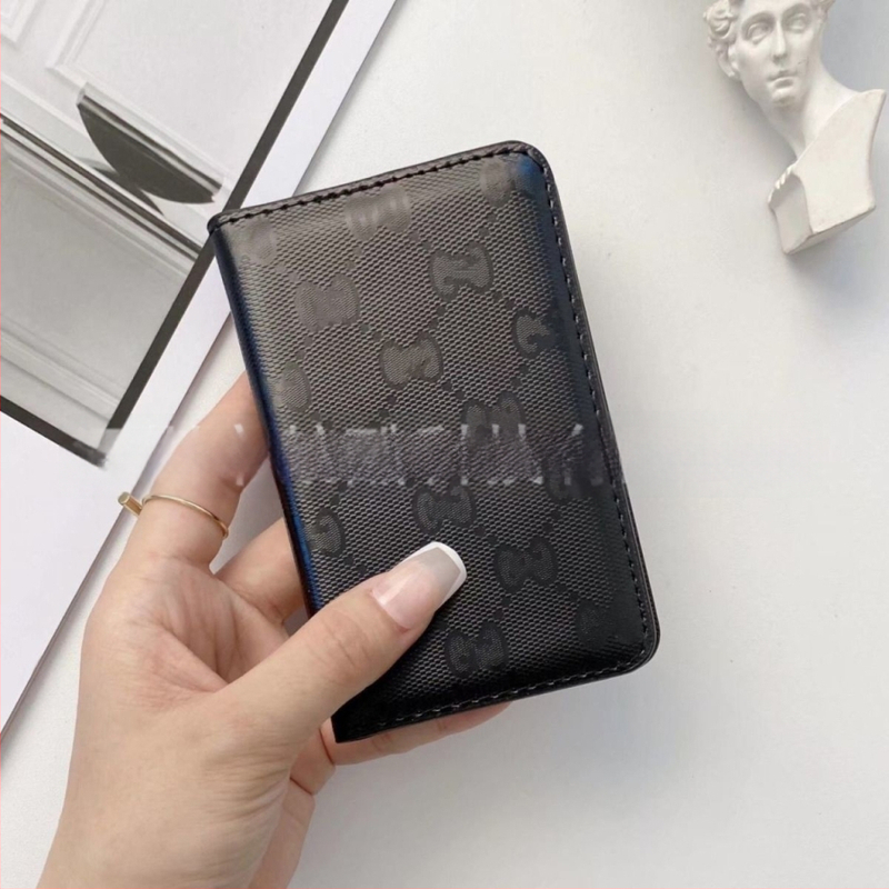 Portofel pentru carduri cu două pliuri, material PU, model în carouri, unisex, stil retro european-american