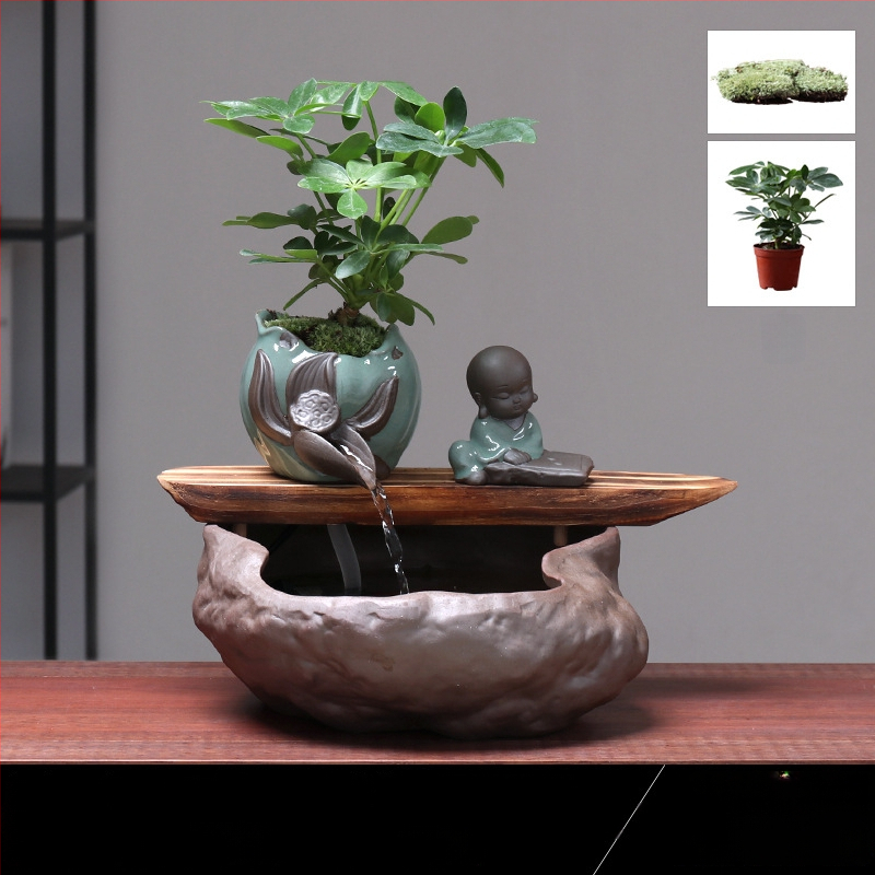 Kézzel készített kerámia Feng Shui kerék dísz – áramló víz, vagyonhoz vonzó, glazúrozott, új kínai stílus, Lotus márka