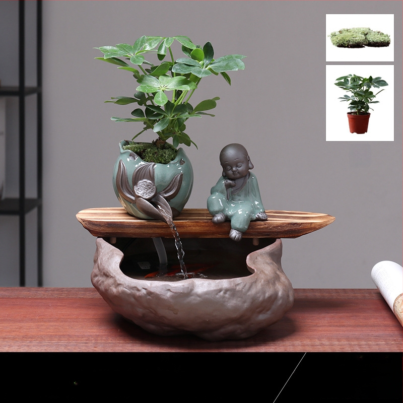 Kézzel készített kerámia Feng Shui kerék dísz – áramló víz, vagyonhoz vonzó, glazúrozott, új kínai stílus, Lotus márka