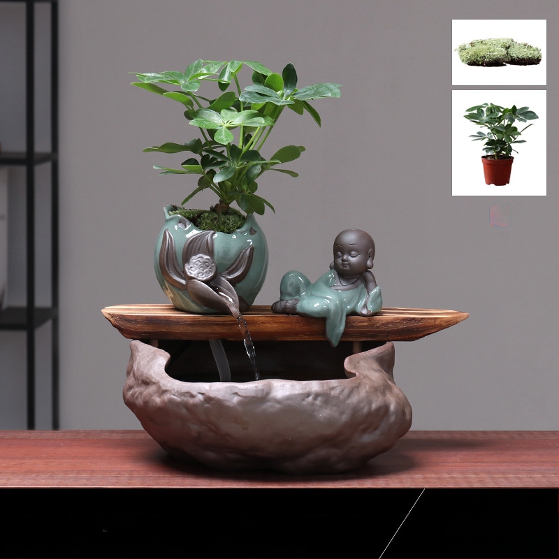 Kézzel készített kerámia Feng Shui kerék dísz – áramló víz, vagyonhoz vonzó, glazúrozott, új kínai stílus, Lotus márka