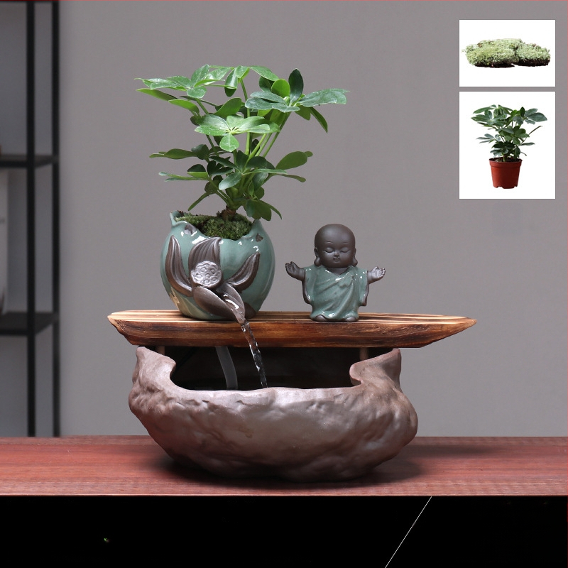 Kézzel készített kerámia Feng Shui kerék dísz – áramló víz, vagyonhoz vonzó, glazúrozott, új kínai stílus, Lotus márka