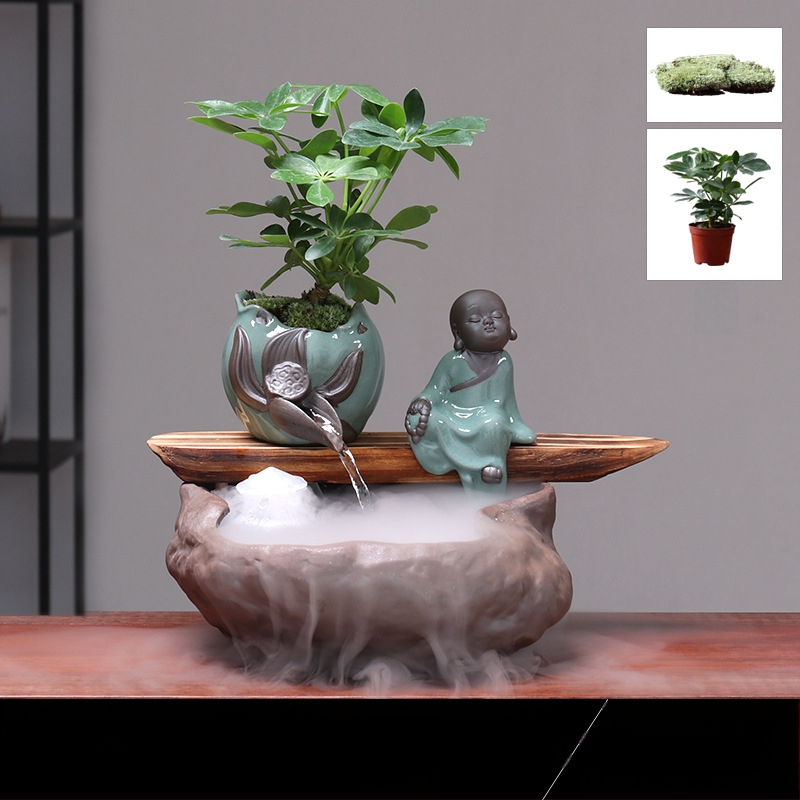 Kézzel készített kerámia Feng Shui kerék dísz – áramló víz, vagyonhoz vonzó, glazúrozott, új kínai stílus, Lotus márka