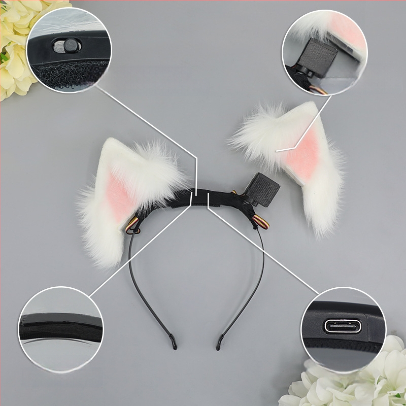 Лента за глава с котешки уши – плюшена материя, ръчна изработка, карикатурен стил, унисекс