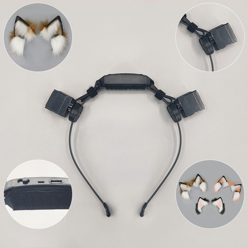 Лента за глава с котешки уши – плюшена материя, ръчна изработка, карикатурен стил, унисекс