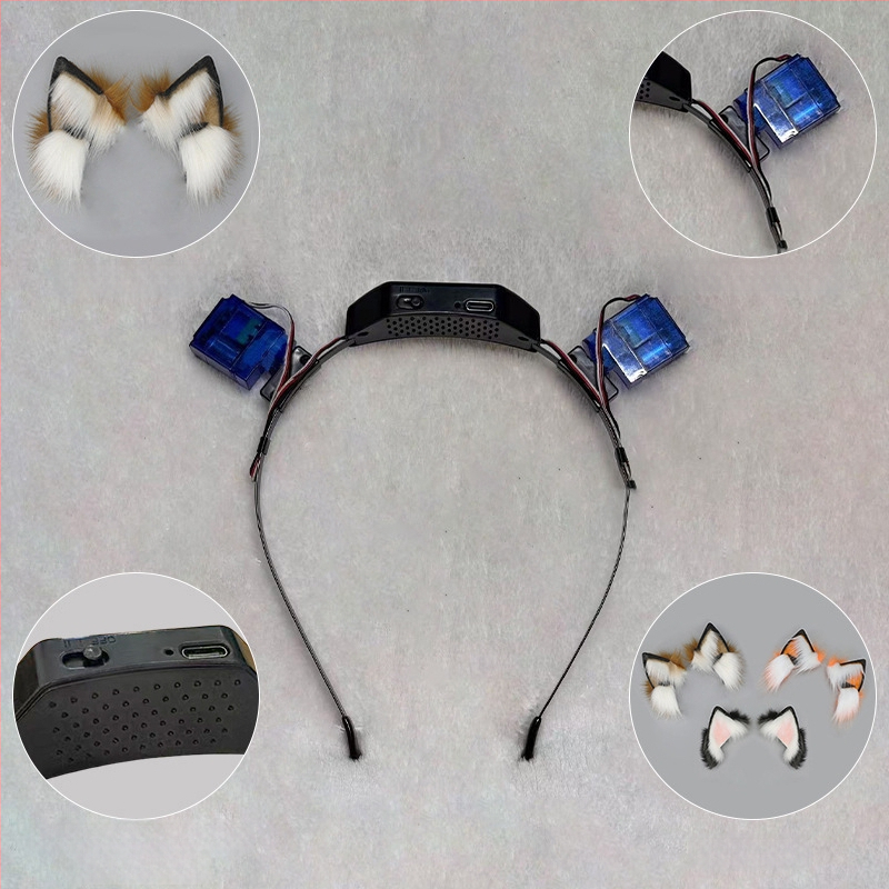 Лента за глава с котешки уши – плюшена материя, ръчна изработка, карикатурен стил, унисекс