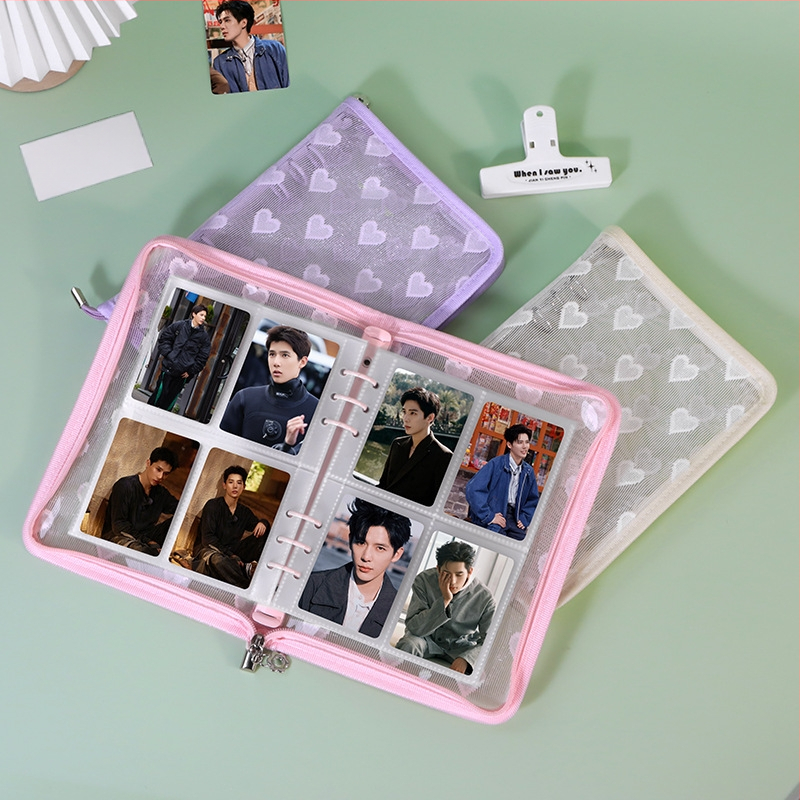 Λευκώματα με φύλλα χαλαρά, διαφανές PVC εξώφυλλο σε σχήμα καρδιάς, σύνδεση με 3 οπές