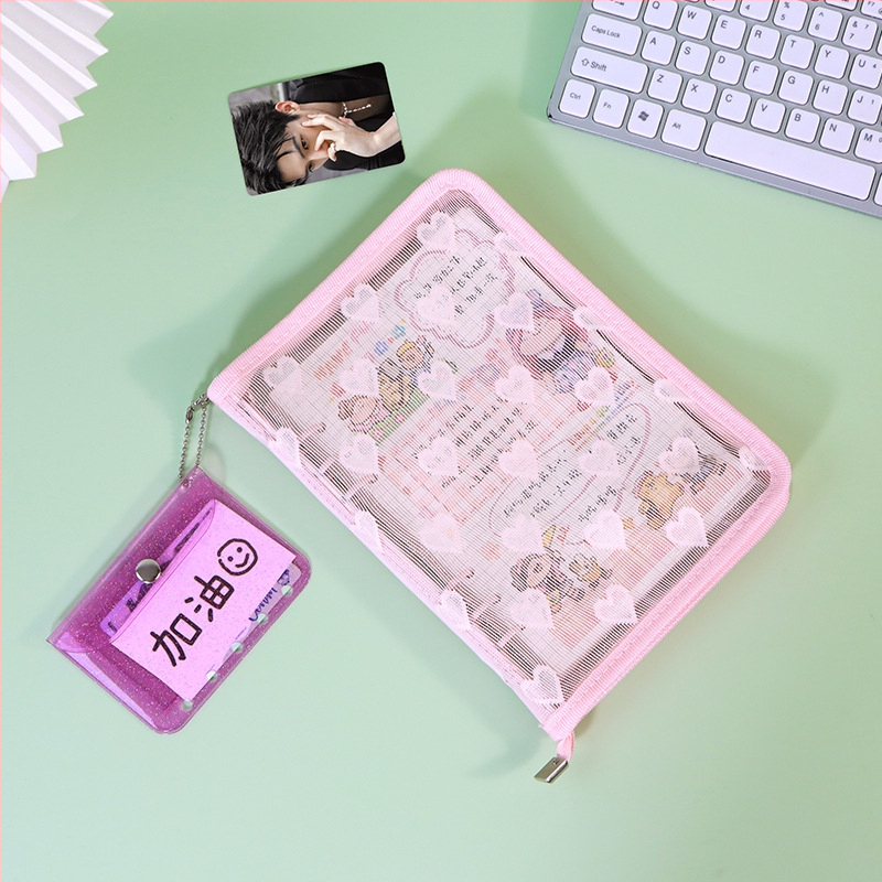 Λευκώματα με φύλλα χαλαρά, διαφανές PVC εξώφυλλο σε σχήμα καρδιάς, σύνδεση με 3 οπές