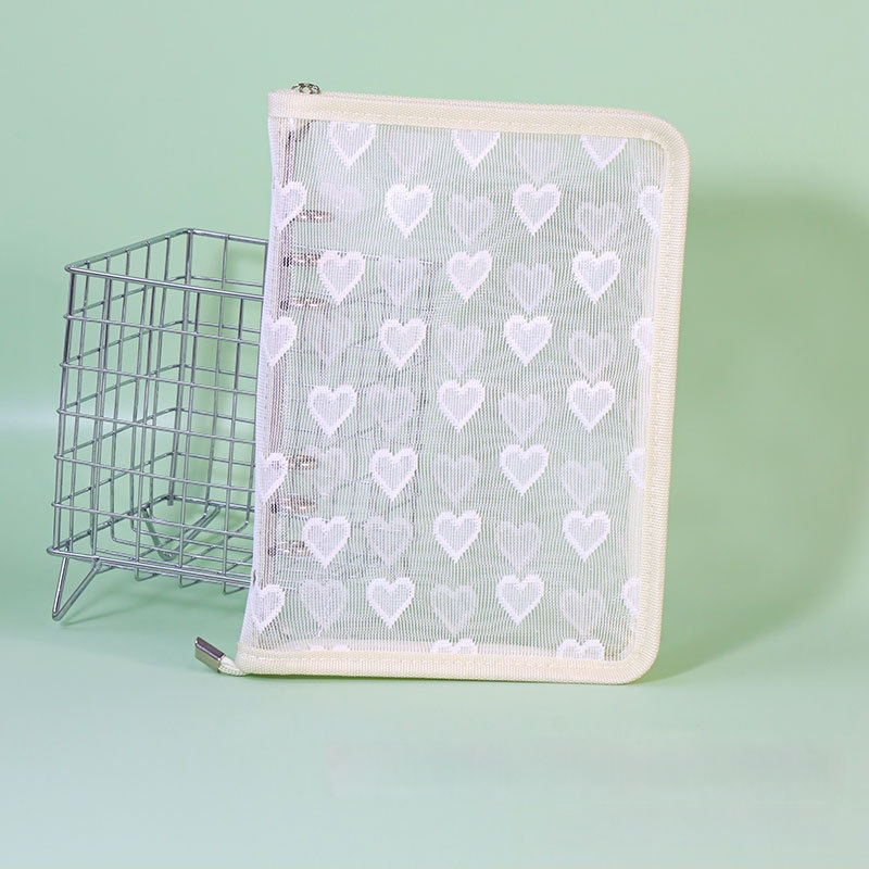 Λευκώματα με φύλλα χαλαρά, διαφανές PVC εξώφυλλο σε σχήμα καρδιάς, σύνδεση με 3 οπές