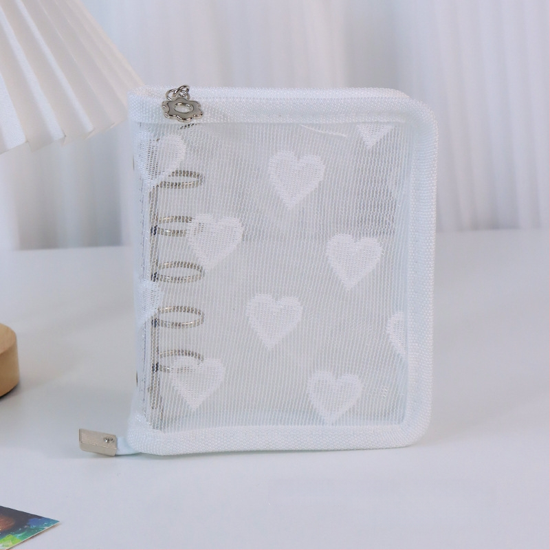 Λευκώματα με φύλλα χαλαρά, διαφανές PVC εξώφυλλο σε σχήμα καρδιάς, σύνδεση με 3 οπές