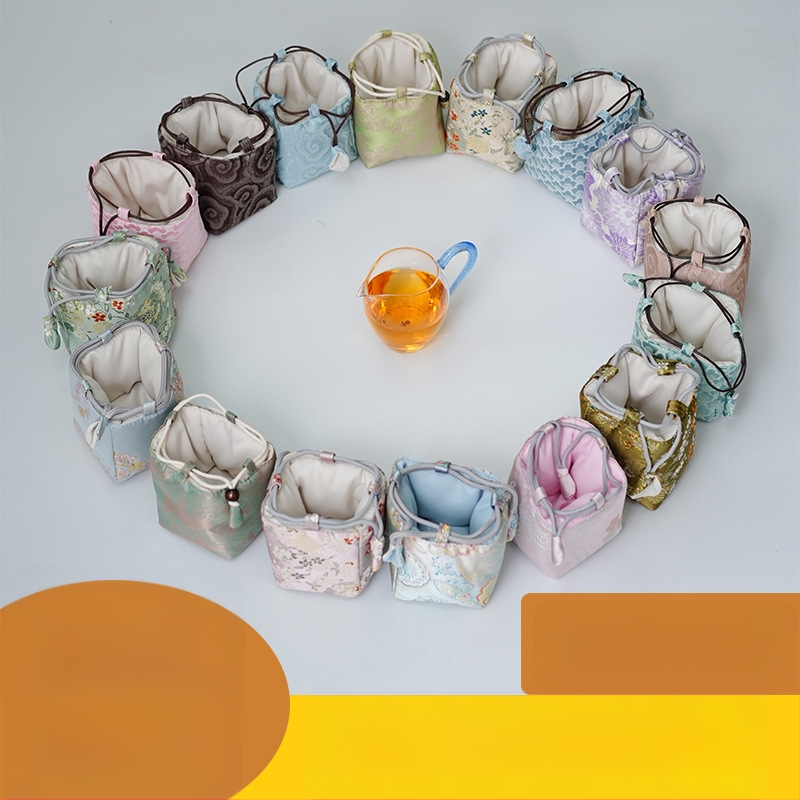 Tea készlet tároló táska — kocka alakú textil szervező, modell 01158, többfunkciós utazáshoz