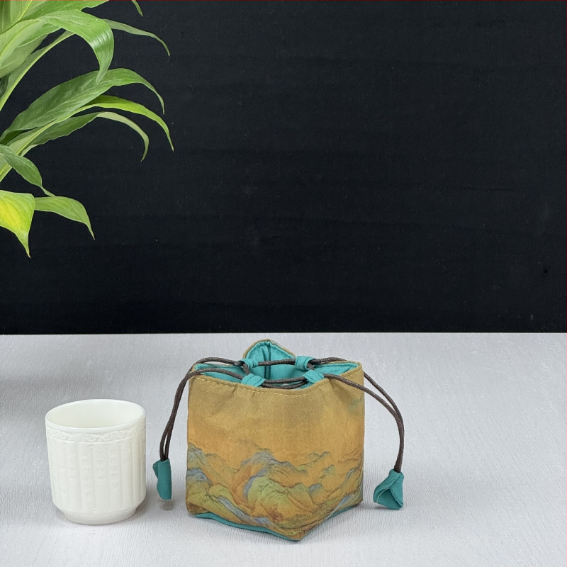 Tea készlet tároló táska — kocka alakú textil szervező, modell 01158, többfunkciós utazáshoz