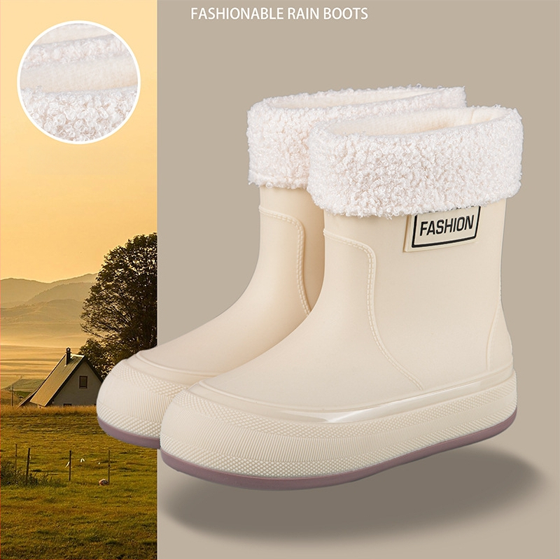 Γυναικείες αδιάβροχες PVC μπότες βροχής, κοντός σωλήνας, αντιολισθητική σόλα, 1–3 cm τακούνι, τεσσάρων εποχών