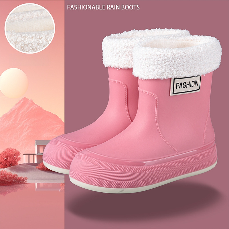 Γυναικείες αδιάβροχες PVC μπότες βροχής, κοντός σωλήνας, αντιολισθητική σόλα, 1–3 cm τακούνι, τεσσάρων εποχών