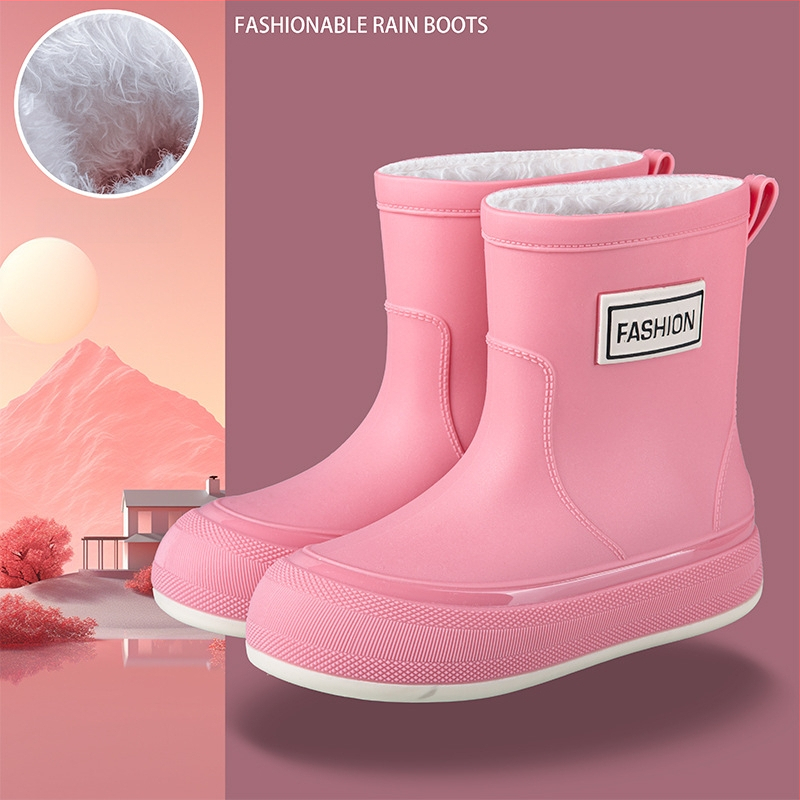 Γυναικείες αδιάβροχες PVC μπότες βροχής, κοντός σωλήνας, αντιολισθητική σόλα, 1–3 cm τακούνι, τεσσάρων εποχών