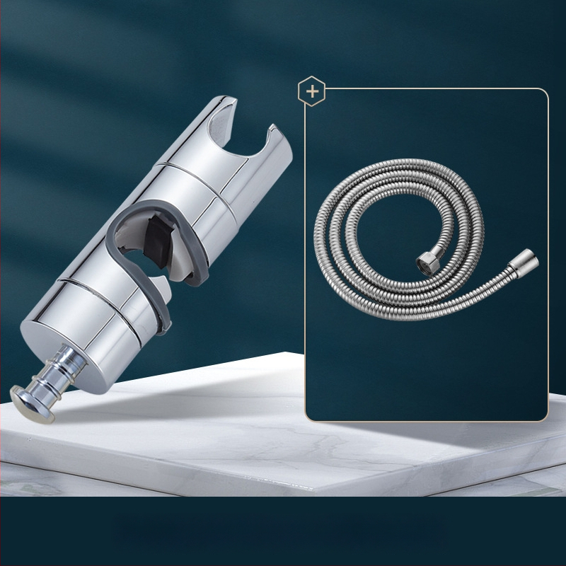 Držiak sprchový s vyvýšenou tyčou, univerzálny, bez vŕtania, nastaviteľné spodné sedenie a posuvný puzdro — Carpenter Ding