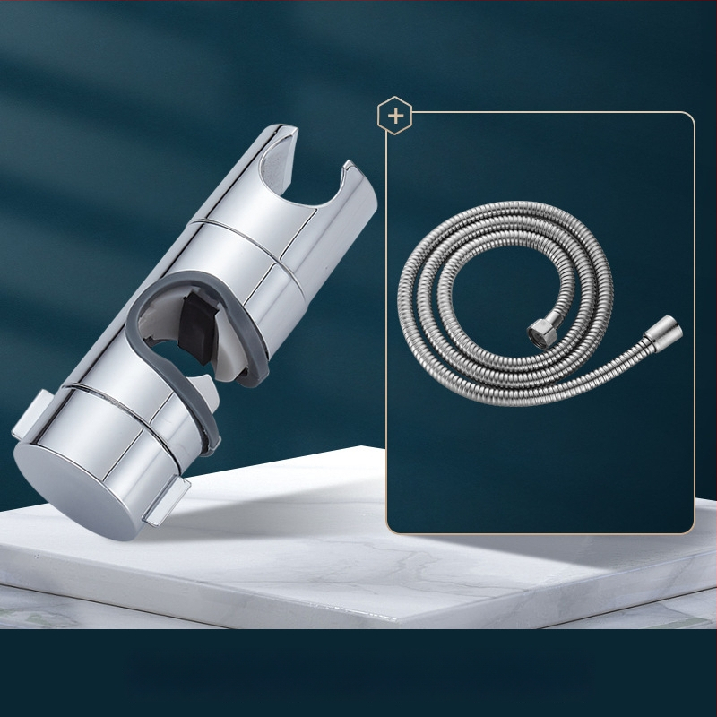 Držiak sprchový s vyvýšenou tyčou, univerzálny, bez vŕtania, nastaviteľné spodné sedenie a posuvný puzdro — Carpenter Ding