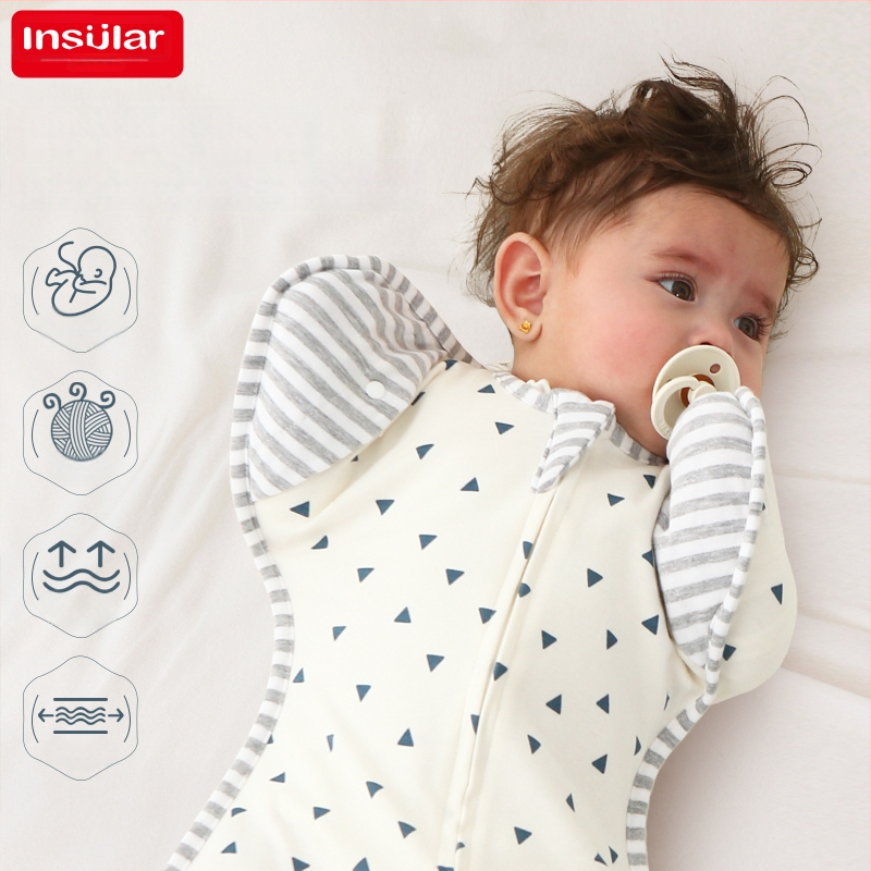 Βρεφικός υπνόσακος από 95%+ βαμβάκι, αντι-startle σχεδίαση, αποσπώμενα μανίκια, τεσσάρων εποχών, φερμουάρ νάιλον