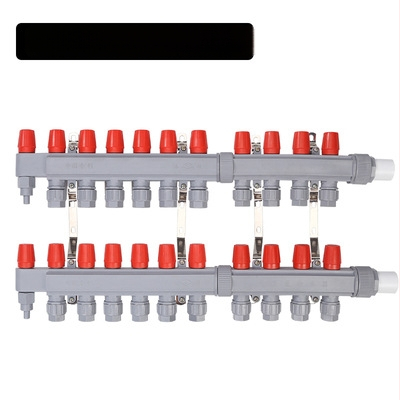 Rozdeľovač vody pre podlahové vykurovanie PPR – vysoký tok, moderný minimalistický štýl, materiál PP-R, montáž závitom, priemer vetiev 20 mm, prevádzková teplota 70°C, Forever Warm