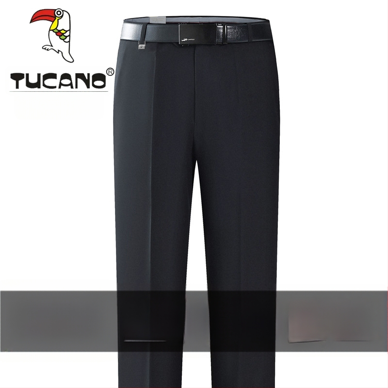 Ανδρικά casual παντελόνια από βαμβάκι, ίσια γραμμή, υψηλή μέση, χωρίς σιδέρωμα