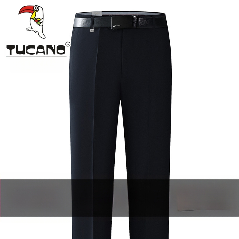 Ανδρικά casual παντελόνια από βαμβάκι, ίσια γραμμή, υψηλή μέση, χωρίς σιδέρωμα