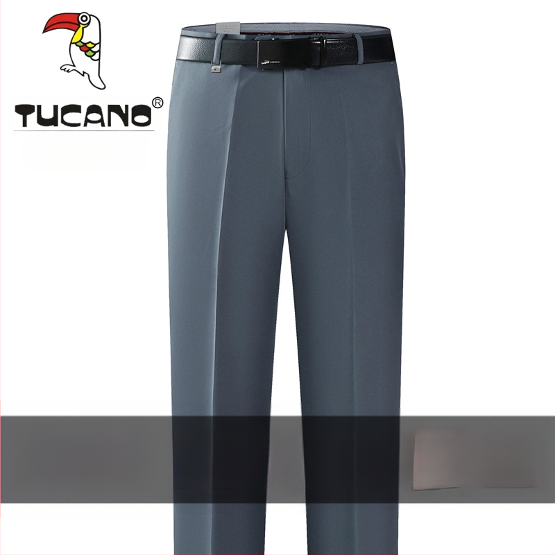 Ανδρικά casual παντελόνια από βαμβάκι, ίσια γραμμή, υψηλή μέση, χωρίς σιδέρωμα