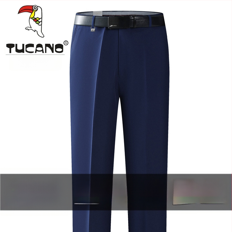 Ανδρικά casual παντελόνια από βαμβάκι, ίσια γραμμή, υψηλή μέση, χωρίς σιδέρωμα