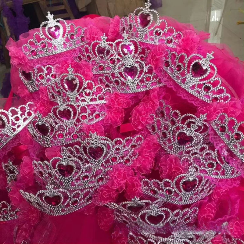 Κορώνα με βέλο για παιδιά, πλέγμα, καρτούν στυλ, unisex, διπλό στρώμα, προσαρμογή κατά παραγγελία