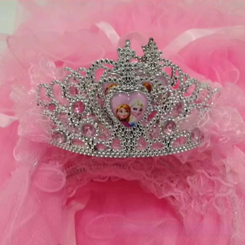 Κορώνα με βέλο για παιδιά, πλέγμα, καρτούν στυλ, unisex, διπλό στρώμα, προσαρμογή κατά παραγγελία