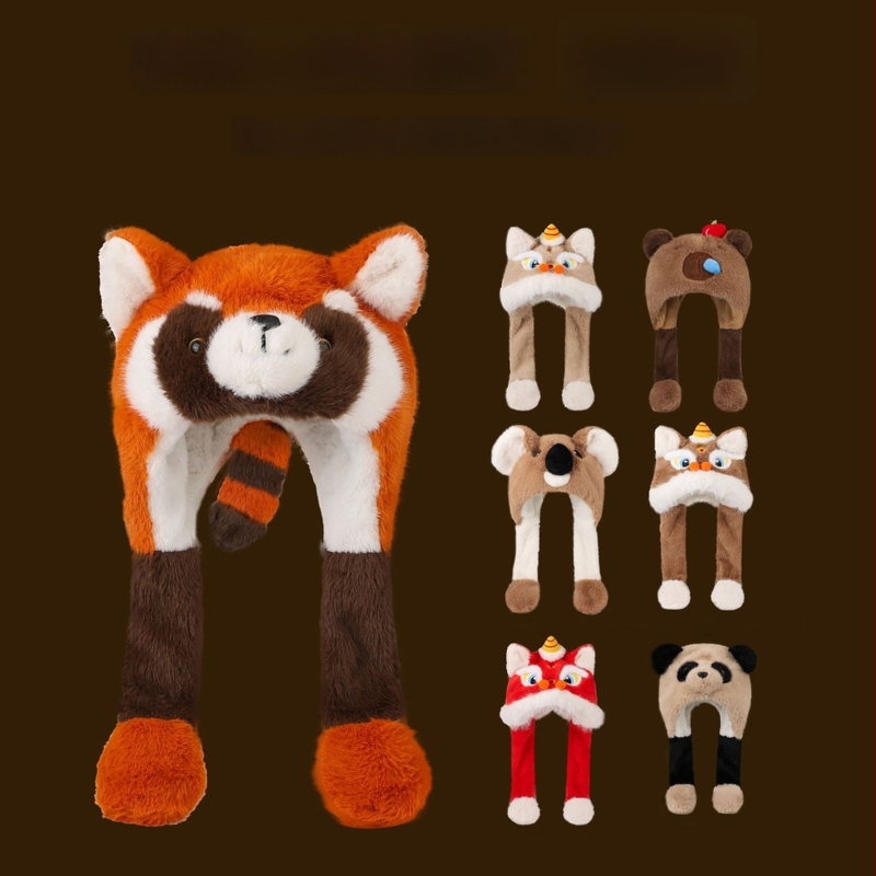 Γούνινο παιδικό καπέλο για τον χειμώνα με κινητά αυτιά και ενσωματωμένο κασκόλ – unisex σετ δύο τεμαχίων για παιδιά, μαξιλάρι αέρα, Χειμώνας 2025