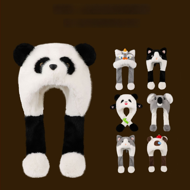 Γούνινο παιδικό καπέλο για τον χειμώνα με κινητά αυτιά και ενσωματωμένο κασκόλ – unisex σετ δύο τεμαχίων για παιδιά, μαξιλάρι αέρα, Χειμώνας 2025