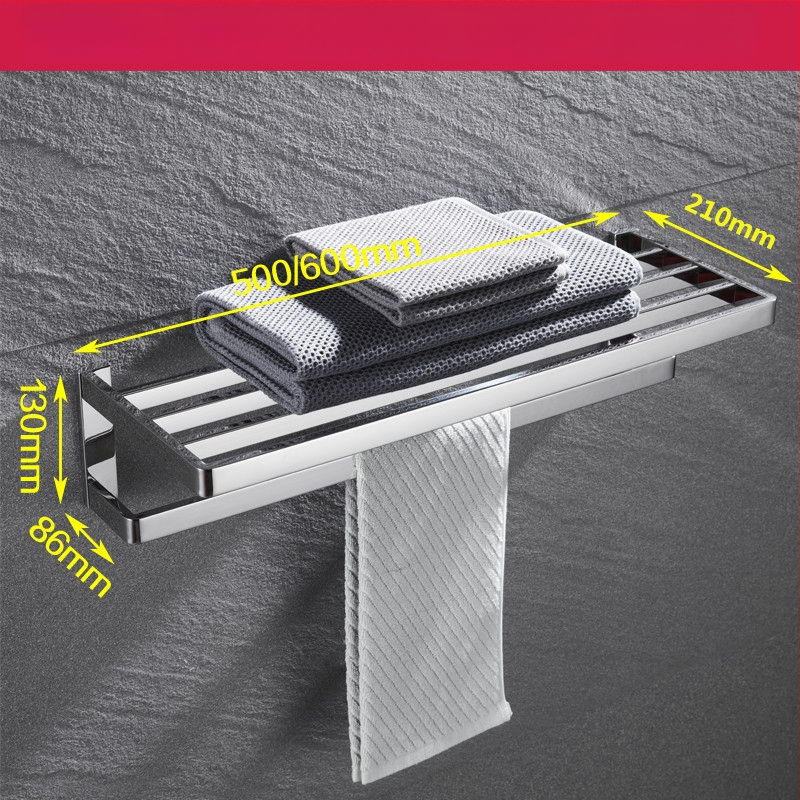Fali törölközőtartó, 304 rozsdamentes acél, tükrös felület, két darabos készlet a fürdőszobához
