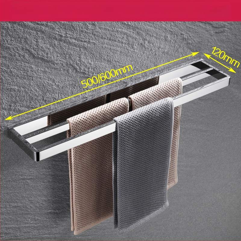 Fali törölközőtartó, 304 rozsdamentes acél, tükrös felület, két darabos készlet a fürdőszobához