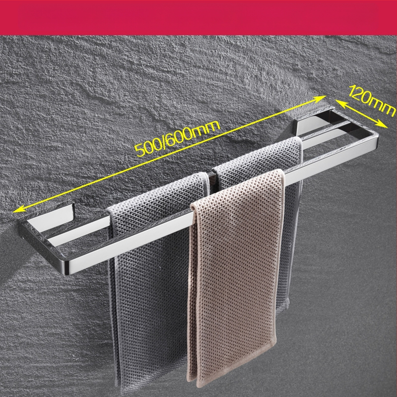 Fali törölközőtartó, 304 rozsdamentes acél, tükrös felület, két darabos készlet a fürdőszobához