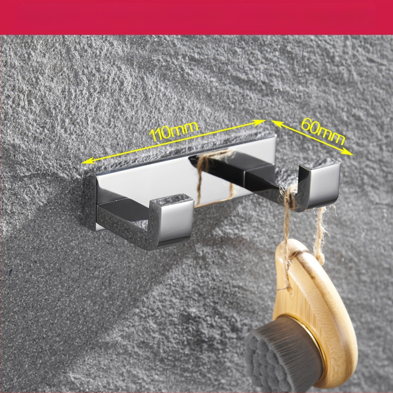 Fali törölközőtartó, 304 rozsdamentes acél, tükrös felület, két darabos készlet a fürdőszobához