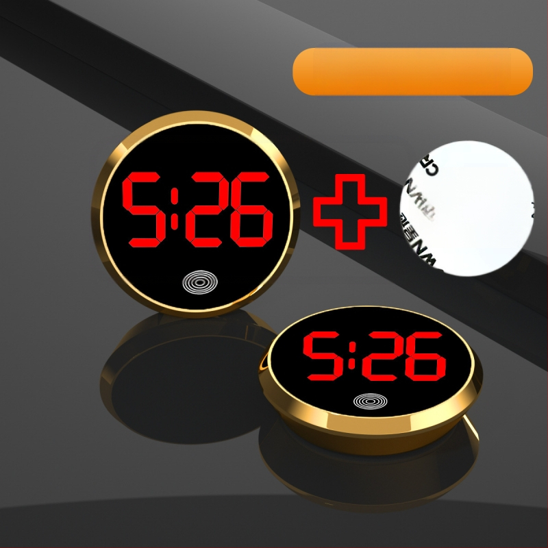 Ρολόι αυτοκινήτου LED: στρογγυλό κράμα περίβλημα, αριθμητική οθόνη, ηλεκτρονικός μηχανισμός, διακοσμητική απεικόνιση χρόνου