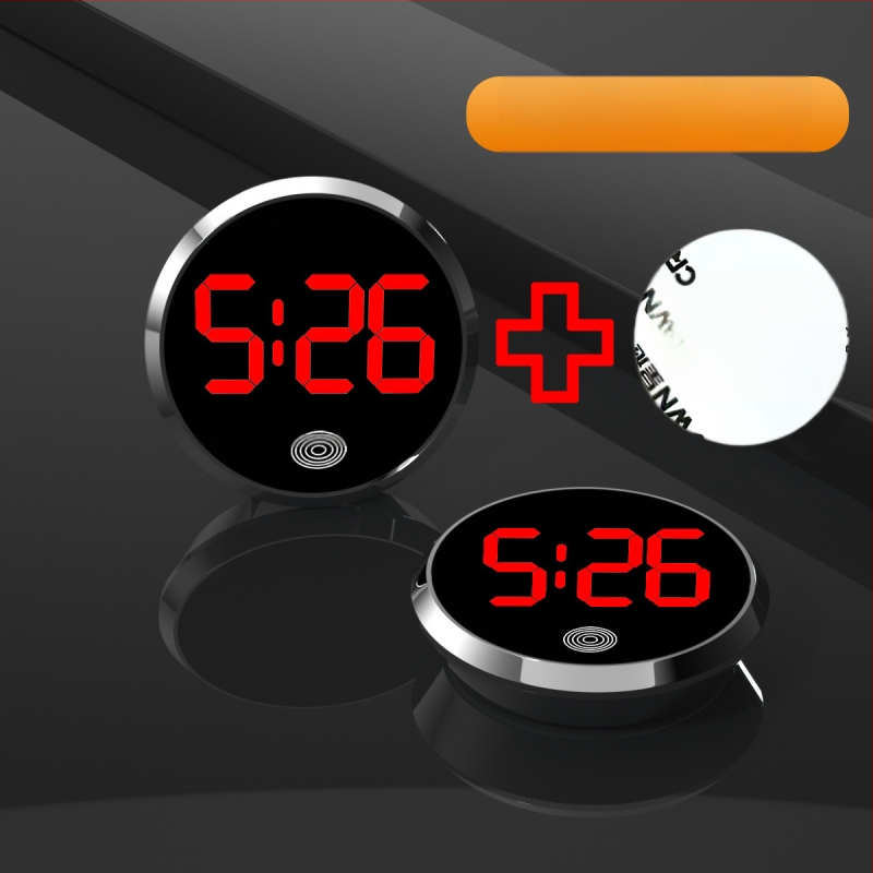 Ρολόι αυτοκινήτου LED: στρογγυλό κράμα περίβλημα, αριθμητική οθόνη, ηλεκτρονικός μηχανισμός, διακοσμητική απεικόνιση χρόνου