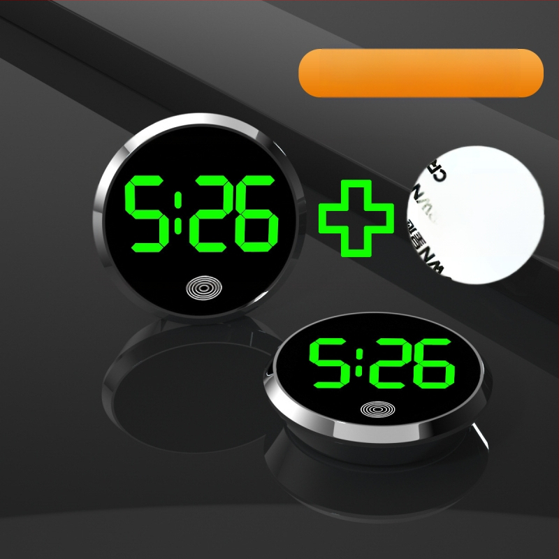Ρολόι αυτοκινήτου LED: στρογγυλό κράμα περίβλημα, αριθμητική οθόνη, ηλεκτρονικός μηχανισμός, διακοσμητική απεικόνιση χρόνου